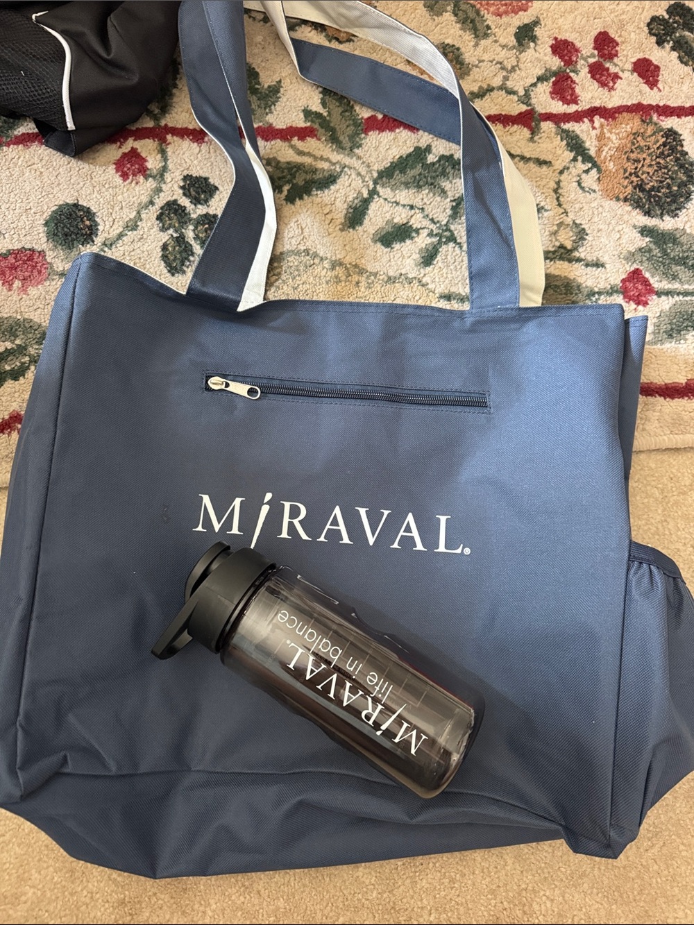 Miraval new Navy Tote Bag with new Water Bottle